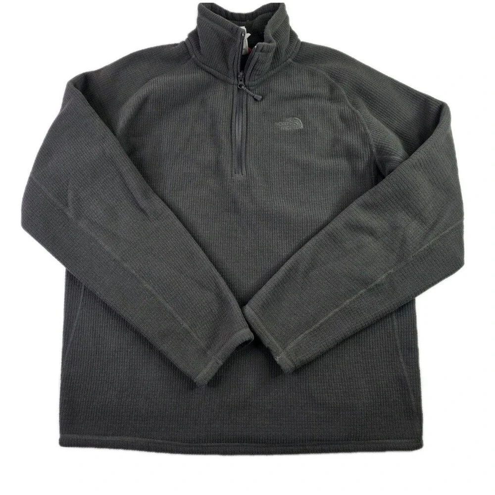 The North Face Fleece Sweater Mens Size M Dk Gray Long Sleeve 1/4 Zip Mid Layer